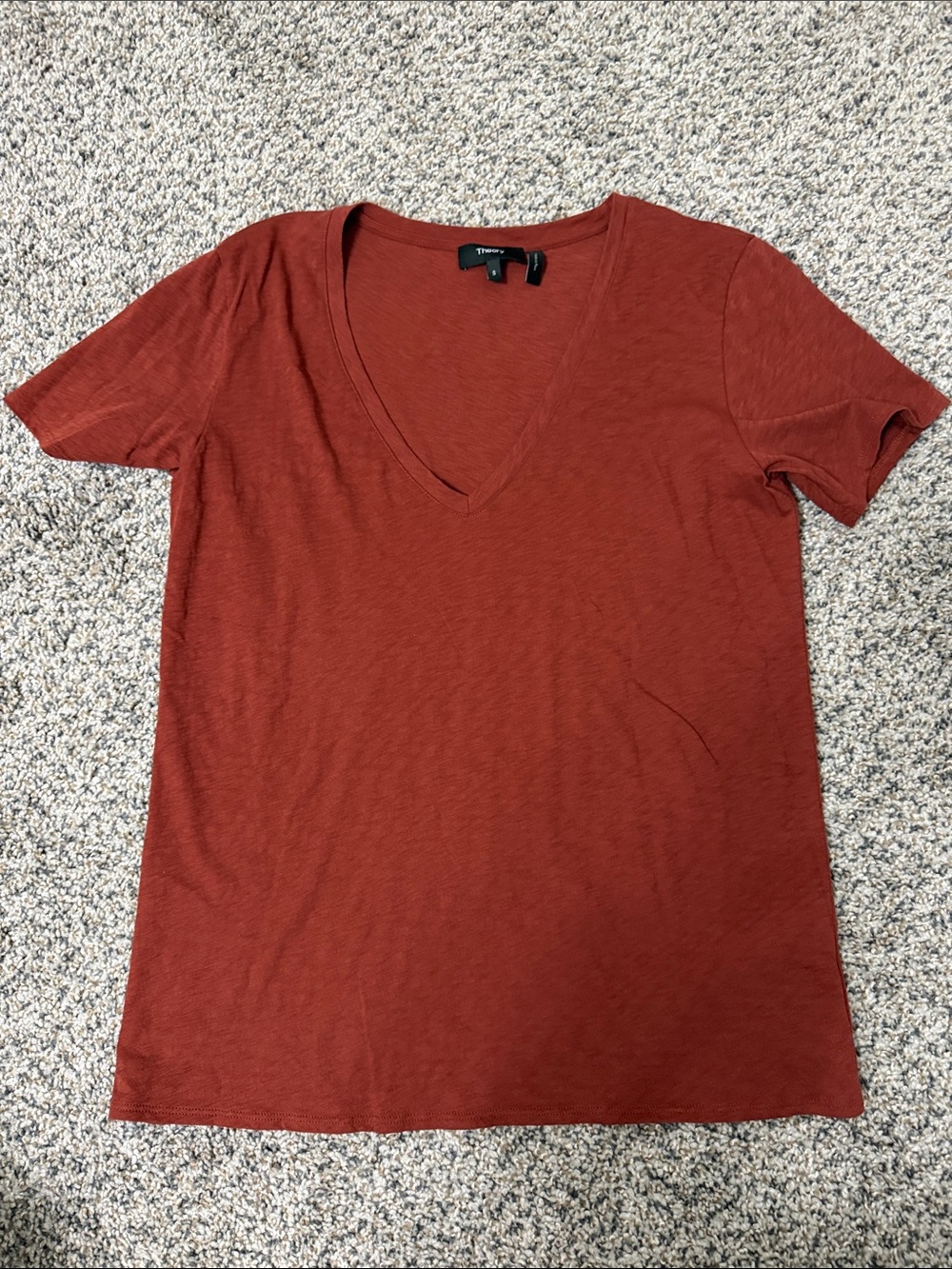 Women’s Theory Small V-Neck Tee in Rust